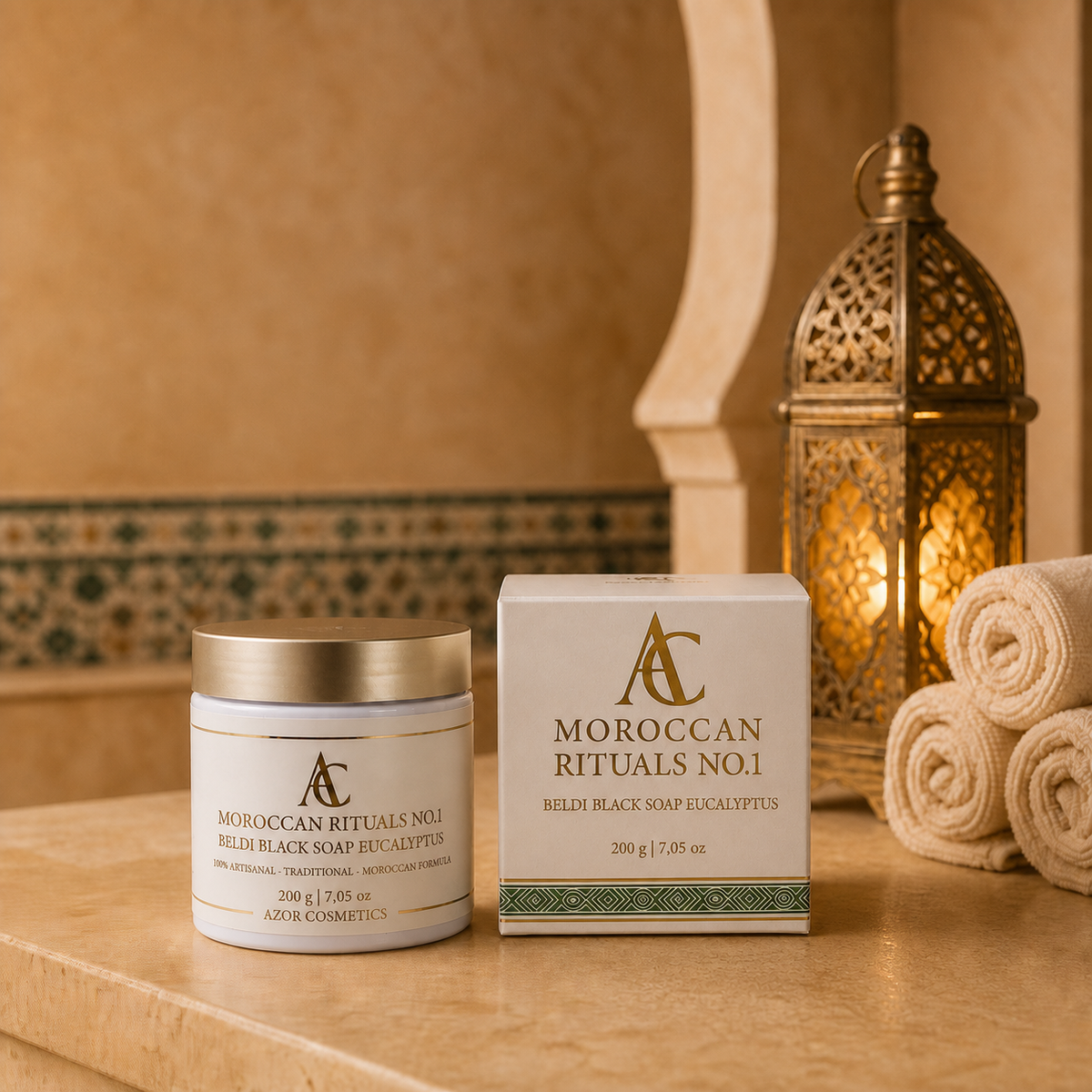 Beldi hammamritueel met warm water en een kessahandschoen